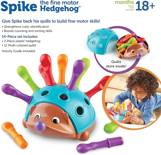 Learning Resources Spike The Fine Motor Hedgehog - Toddler Learning Toys, Fine Motor and Sensory Toys for Kids Ages 18+ Months, Montessori Toys