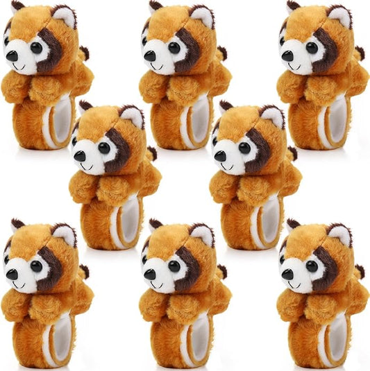 Lenwen 8 Pcs Stuffed Animal Slap Bracelets for Kids Plush Animals Slap Bracelets Bulk Cute Tiger Giraffe Turtle Koala Bracelets Wrist Animals for Girls Boys Valentine's Day Party