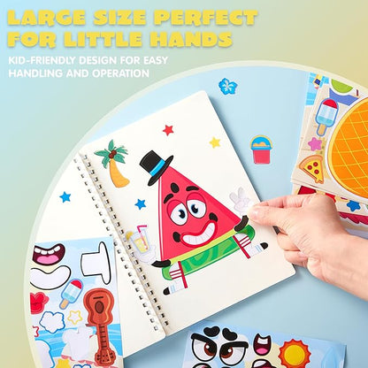 JOYIN 36 Pcs 9"x6" Summer Scene Make a face Stickers for Kids, Make Your Own Summer Sticker Sheets, Party Favors Kids Crafts, Goodie Bags Stuffers, Classroom Rewards
