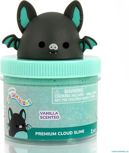 Original Squishmallows Aldous The Fruit Bat Premium Cloud Slime, Vanilla-Scented, 8 oz., Storage Container with Figurine Topper, Rubber Charm, Goodie Bags Stuffers, Kids Party Favors, Sensory Toy