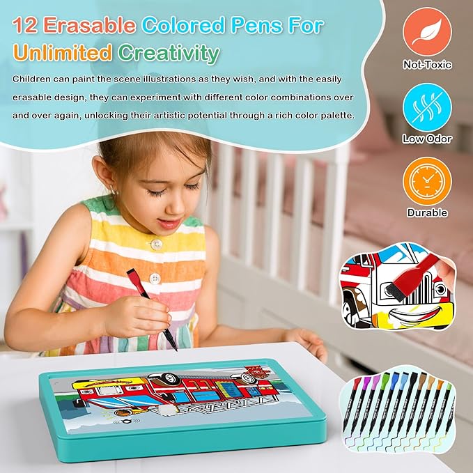 Electronics Exploration Kit, STEM Modularization Circuit Blocks Board with 20 DIY Coloring Scenes, 12 Modules, Full-Color Project Manual, Educational Toy for Kids 8+ (Light Green)