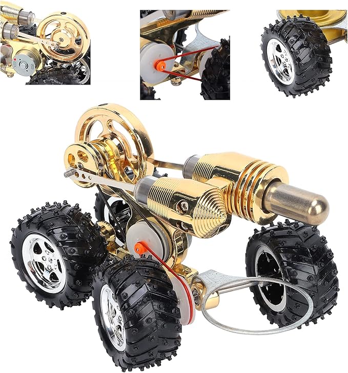 Stirling Car Engine Model, Hot Air Stirling Engine Car, Power Generator Stirling Engine Model with External Combustion Engine Kit for Experiment