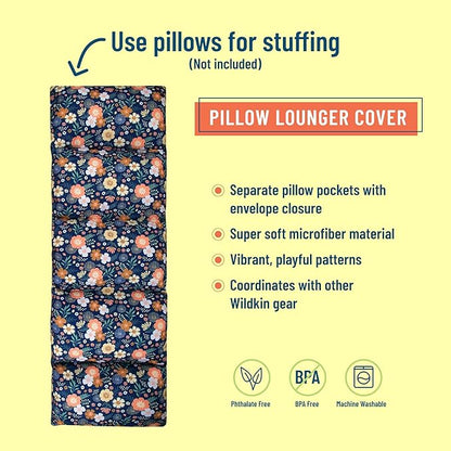 Wildkin Kids Microfiber Floor Lounger – Travel-Friendly, Sleepovers, Pillow Not Included - Wildflower Bloom