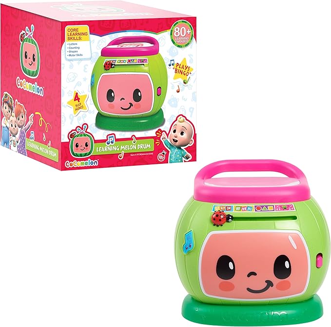 Cocomelon Learning Melon Drum Interactive Lights and Sounds, Learning and Education, Officially Licensed Kids Toys for Ages 18 Month by Just Play