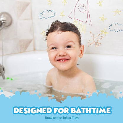 Tub Works® Smooth™ Jumbo Bath Crayons Bath Toy | Nontoxic, Washable Bath Crayons for Toddlers & Kids | Unique Formula Draws Smoothly & Vividly on Wet & Dry Tub Walls | Large, Easy-Grip Bathtub Crayons