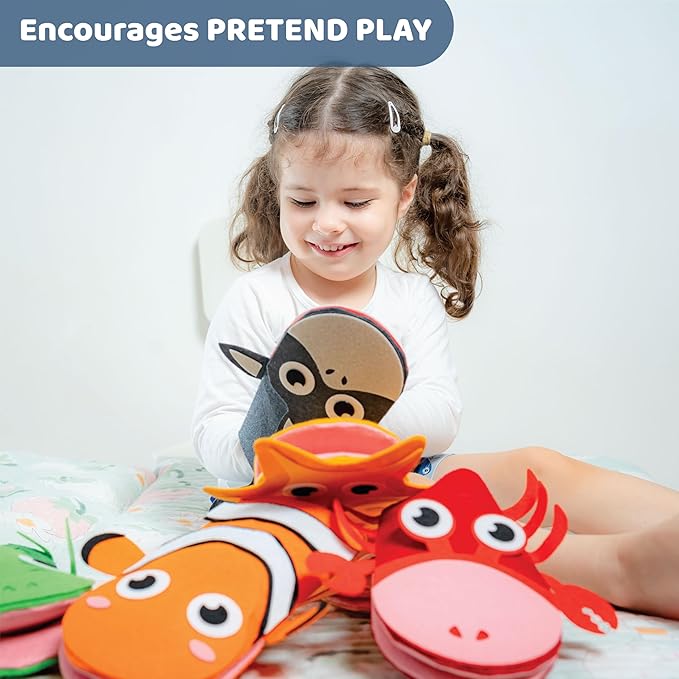 jackinthebox Hand Puppet Making Kit - 6 Sea Animals Felt Puppet Craft Kit for Kids, Creative DIY Arts & Crafts Kit Make Your Own Puppets for Storytelling Role Play, Great Craft Gifts for Kids Ages 4-8