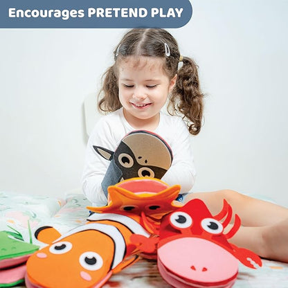 jackinthebox Hand Puppet Making Kit - 6 Sea Animals Felt Puppet Craft Kit for Kids, Creative DIY Arts & Crafts Kit Make Your Own Puppets for Storytelling Role Play, Great Craft Gifts for Kids Ages 4-8