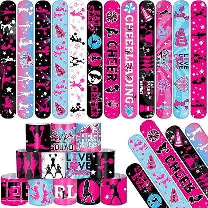 48PCS Cheerleading Slap Bracelets Sport Decor and Party Favors, Perfect for Cheerleading Birthday Decorations and Goodie Bags for Girls and Women