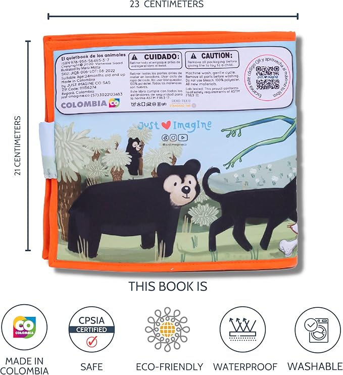 Bilingual Quiet Book for Toddlers | Written in English and Spanish | Activity Book for Toddlers 1 Plush Toy Included | Carry on Travel Play and Learn Sensory Toy | Libros en Español para Niños.
