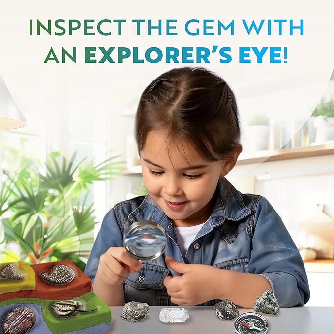 Playz Dinosaur Fossil Digging Kit for Kids, Gemstone Dig Kit & Volcano Science Kit - 46+ Fun Geographic Experiments, STEM Dinosaur Toys Excavation Kit for Kids Ages 8-12+ Years Old, Boys & Girls