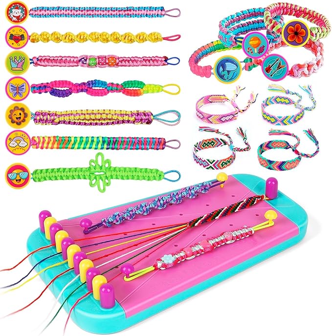 M SANMERSEN 2 in 1 Friendship Bracelet Making Kit for Girls, Arts and Crafts for Kids Ages 8-12, Birthday Gifts Ideas for Girl 8 9 10 11 12 Year Old, Bracelet DIY, Kids Bracelets String Maker Toys