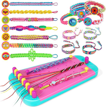 M SANMERSEN 2 in 1 Friendship Bracelet Making Kit for Girls, Arts and Crafts for Kids Ages 8-12, Birthday Gifts Ideas for Girl 8 9 10 11 12 Year Old, Bracelet DIY, Kids Bracelets String Maker Toys