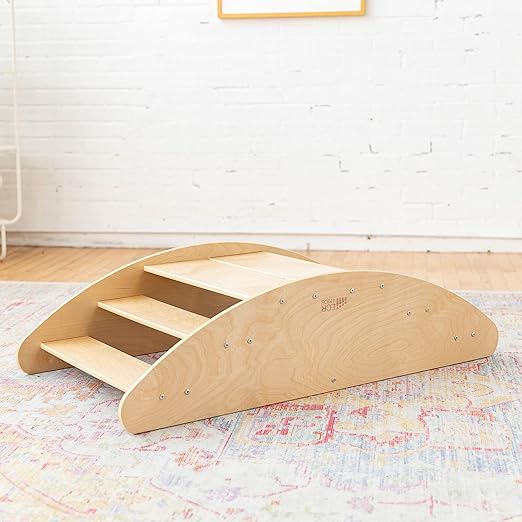 ECR4Kids Rocking Boat and Steps, Play Center, Natural