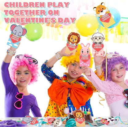 Valentines Day Gifts for Kids Classroom, 24 Pack Valentines Friendship Bracelets for Kids with Valentines Day Gift Cards Classroom Prizes Exchange Gift for Kids School Party Favors