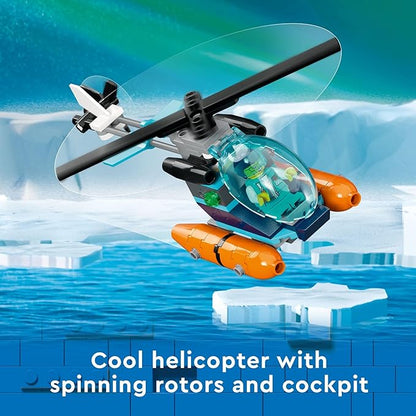LEGO City Arctic Explorer Ship 60368 Building Toy Set, Fun Toy Gift for 7 Year Old Boys and Girls, with a Floatable Boat, Helicopter, Dinghy, ROV Sub, Viking Shipwreck, 7 Minifigures and an Orca