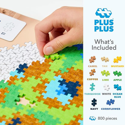 Plus Plus Puzzle by Number, 800 Piece Mini Interlocking Hashtag Color Blocks, 3D Pixel Art Kit for Kids - Peacock