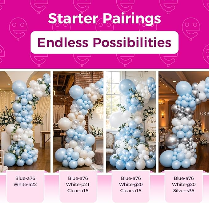 Bezente Pearl Light Blue Latex Party Balloons - 100 Pack 12 inch Round Helium Pearl Baby Pastel Blue Balloons for Graduation Birthday Gender Reveal Wedding Under The Sea Theme Party Decorations