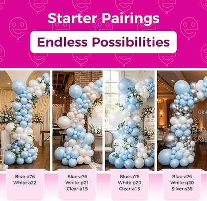 Bezente Pearl Light Blue Latex Party Balloons - 100 Pack 12 inch Round Helium Pearl Baby Pastel Blue Balloons for Graduation Birthday Gender Reveal Wedding Under The Sea Theme Party Decorations