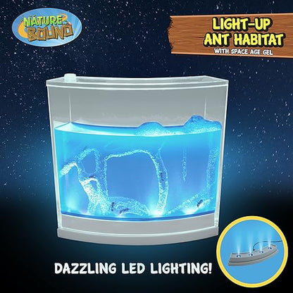 Nature Bound Light-Up Ant Habitat Terrarium Kit with Gel for Kids - LED Lights with Space Age Gel - STEM Science & Nature Toy for Boys & Girls - Watch Ants Dig and Tunnel
