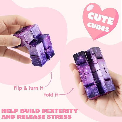 JOYIN 28 Packs Valentine’s Day Gift Cards with Infinity Magic Toys, Cosmic Hand-Held Flip, Stress Relief Fidget Toys for Kids Valentine's Party Favors, Classroom Exchange and Goodie Bag Stuffers