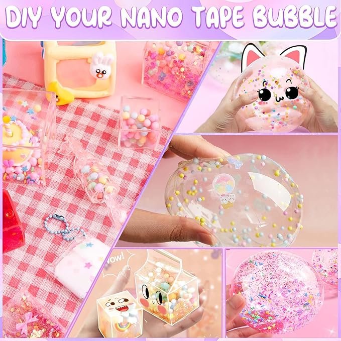 Nano Tape Bubble Kit for Kids, Nano Tape Squishy Maker Making Kit, Arts and Crafts Toys, Birthday Toys Gifts for 4 5 6 7 8 9 10 11 12 Year Old Girls Girl, Kids Toys for Girls 4-6 6-8 7-8 8-10 10-12