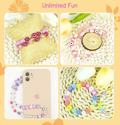 Dowsabel Clay Beads 7500 Pcs Friendship Bracelet Making Kit,2 Boxes 24 Colors Polymer Heishi Beads with Letter Beads for Jewelry Making, DIY Arts and Crafts Gifts Toys for Girls Age 4+