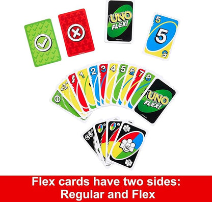 Mattel Games UNO Flex Card Game for Family Night Where Cards Change Color When Flexed in Collectible Tin Box