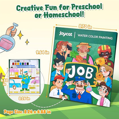 JoyCat Paint with Water Coloring Books for Toddlers, Watercolor Painting Sets for Kids Ages 3-5 4-8, Arts and Crafts Drawing Activities Toy Birthday Gifts for Boys Girls (Occupations)
