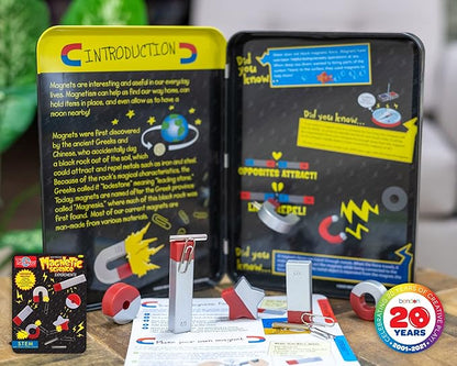 Bendon TS Shure Educational Magnetic Science Experiment Learning Tin with 8 Magnets and 5 Paper Clips 50521
