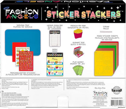 Fashion Angels Fast Food Sticker Stackers, Foam Sticker Stacking Set with 3D Modeling, Includes Play & Pretend Food Stackable Stickers, Craft Activity Kit for Kids