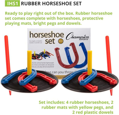 Champion Sports Indoor/Outdoor Horseshoe Set Red