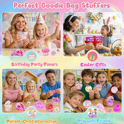 12 Pack Slimes, Pink Slime Kids, Clear Butter Cloud Slime kit for Girls Ages 8-12, for Kids Slime Party Favors Goodie Bag Easter Basket Stuffers, 4 5 6 7 8 9 10 Year Old Girl Birthday Gift Cute Stuff