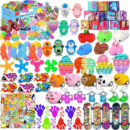 124 Pcs Party Favors for Kids 4-8, Birthday Gift Toys, Goodie Bag Stuffers, Treasure Box Carnival Prizes, Gifts Classroom, Pinata Bags Filler Boys and Girls 8-12