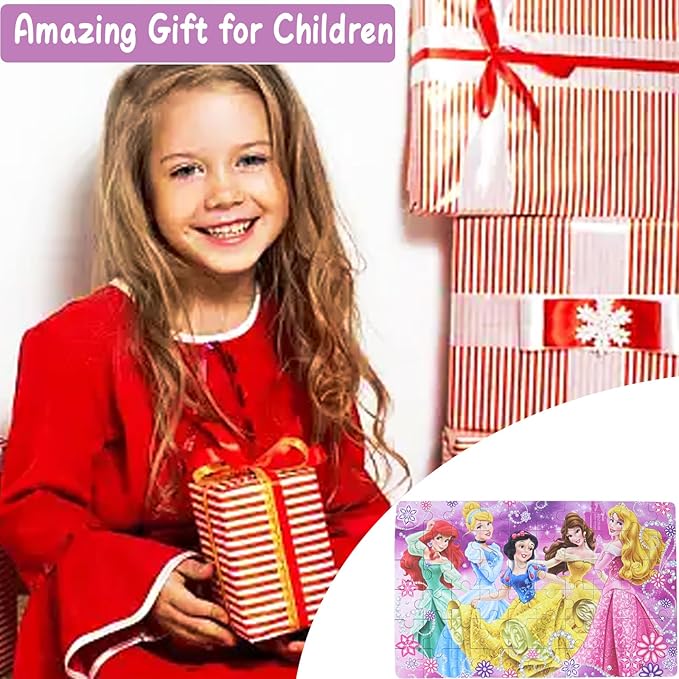 Princess Puzzles for Kids Ages 4-8 60 Pieces Puzzles for Kids Ages 3-5 Princess Puzzle for Girls and Boys Toys Jigsaw Puzzles in a Metal Box Educational Puzzles (Princess 0685)