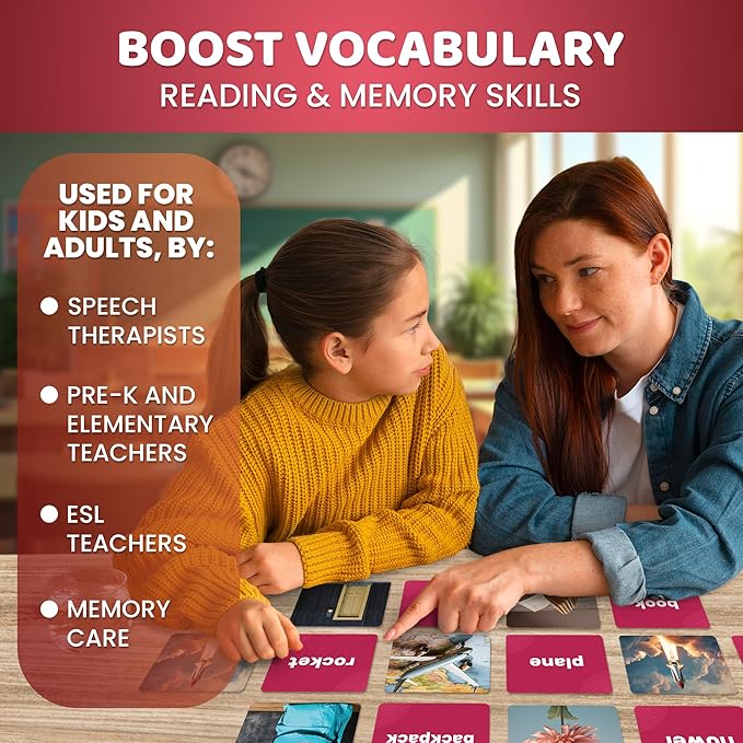 QUOKKA 104 Noun Flash Cards Set – Kids and Adults Vocabulary Builder for ABA Therapy, Early Childhood Education, and ESL Teaching – Picture Cards for Speech Therapy and Vocabulary Building Activities