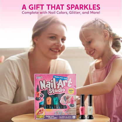 Klever Kits Nail Polish Art Kit for Kids, Kid-safe, Non-toxic Materials-Children Nail Studio With Glitter, Stickers Sequins, Stroke Sticker, Polish-Girls Creative Idea Birthday Gifts Age 7 8 9 and up