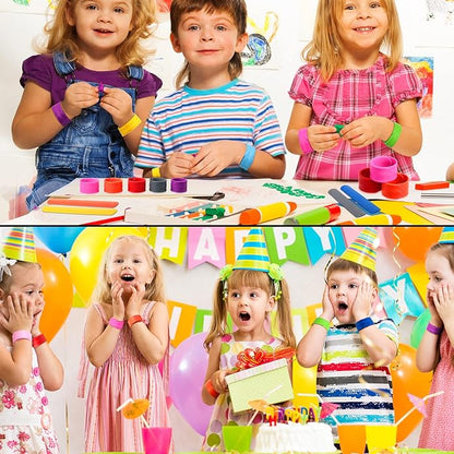 CHENGU 36 Pieces Silicone Slap Bracelets Multicolor Slap Wrist Soft and Safe Slap Bands Wrap Slap Wristband for School Party Favors DIY Painting Wristband Craft Project, 8.46 x 1 Inch