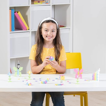PLUS PLUS 240 Piece Interlocking Building Blocks for Kids, Open Ended Connecting Toys, STEM Bin Mini Manipulatives - Pastel Mix Play Tube & Baseplate