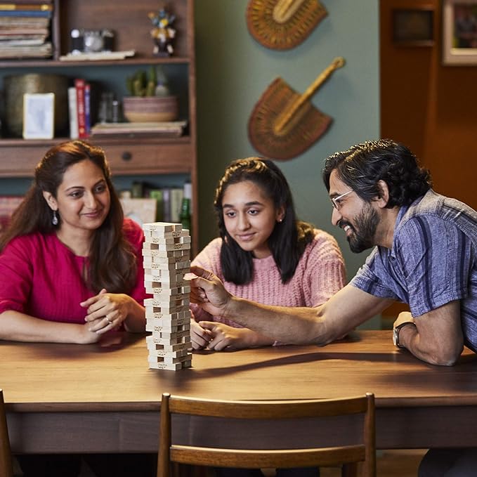 Hasbro Gaming Jenga Wooden Blocks Stacking Tumbling Tower Game | Party Games for Kids & Families | Easter Basket Stuffers | Ages 6+ (Amazon Exclusive)