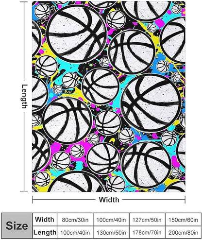 Basketball Throw Blanket - Soft Flannel Sports Basketball Blankets for Girls Boys Kids Basketball Lovers - Warm Basketball Throw Blankets for All Season Lap, Chair, Sofa - 50"x40"