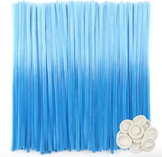 TOAOB 100pcs Pipe Cleaners Gradient Blue Chenille Stems for Crafts 12 Inch Fuzzy Sticks Craft Supplies for DIY Art Craft Projects Home Decorations