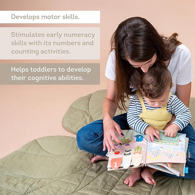 Taf Toys Busy Book for Toddlers 1-3 - Montessori Activity Book with 12 Sensory Learning Activities - Develops Fine Motor Skills and Early Numeracy Through Play