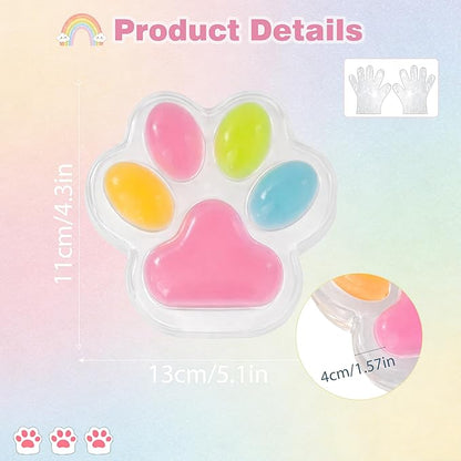 Large Cat Paw Taba Squishy Squeeze Toys 5-inch Pink Cute Fufu Squishy Sensory Stress Relief Fidget Toys for Party Favors Sensory Anxiety Toys for Adults (4-Color Rainbow)