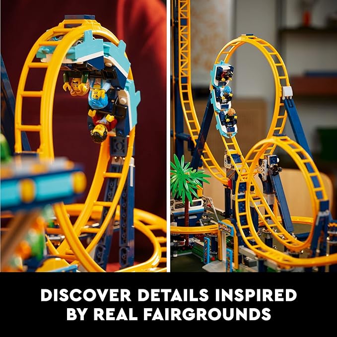 LEGO Icons Loop Coaster Set 10303, Model Building Kit for Adults, Amusement Park Funfair Track with Passenger Train, Great Gift Idea