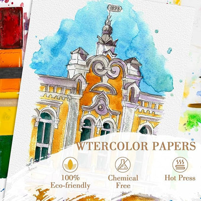 150PCS 8.5x11 Watercolor Paper Bulk, 140lb/300g Cold Press Thick Water Color Paper Pad for Child Adult, White Art Paper for Drawing Painting Markers Gouache, Textured Cotton Paper Sheets