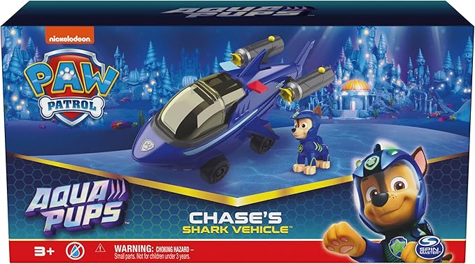 Paw Patrol Aqua Pups, Chase Transforming Shark Vehicle with Collectible Action Figure, Kids Toys for Ages 3 and up