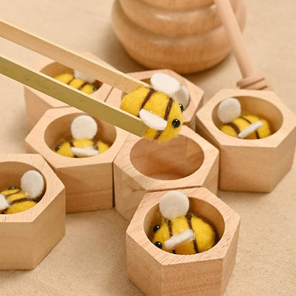 Sorting Stacking Wooden Toys for Toddlers, Montessori Toys for Toddlers, Sensory Bin Tool Toys, Wood Bee Hive, Fine Motor Skill Tactile Toys, Early Learning Educational Gift for Kids