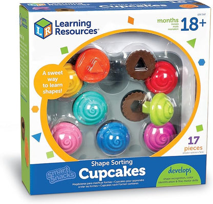 Learning Resources Smart Snacks Shape Sorting Cupcakes,17 Pieces, Ages 18 Months+, Fine Motor, Color & Shape Recognition