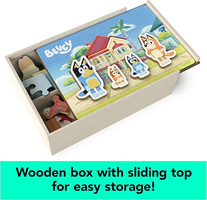 Bluey 4-Pack of Wooden 24-Piece Puzzles with Interchangeable Pieces | Bluey Birthday Party Supplies | Bluey Party Favors | Bluey Toys for Kids Ages 3+