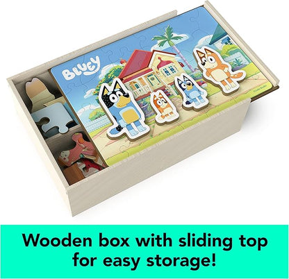Bluey 4-Pack of Wooden 24-Piece Puzzles with Interchangeable Pieces | Bluey Birthday Party Supplies | Bluey Party Favors | Bluey Toys for Kids Ages 3+